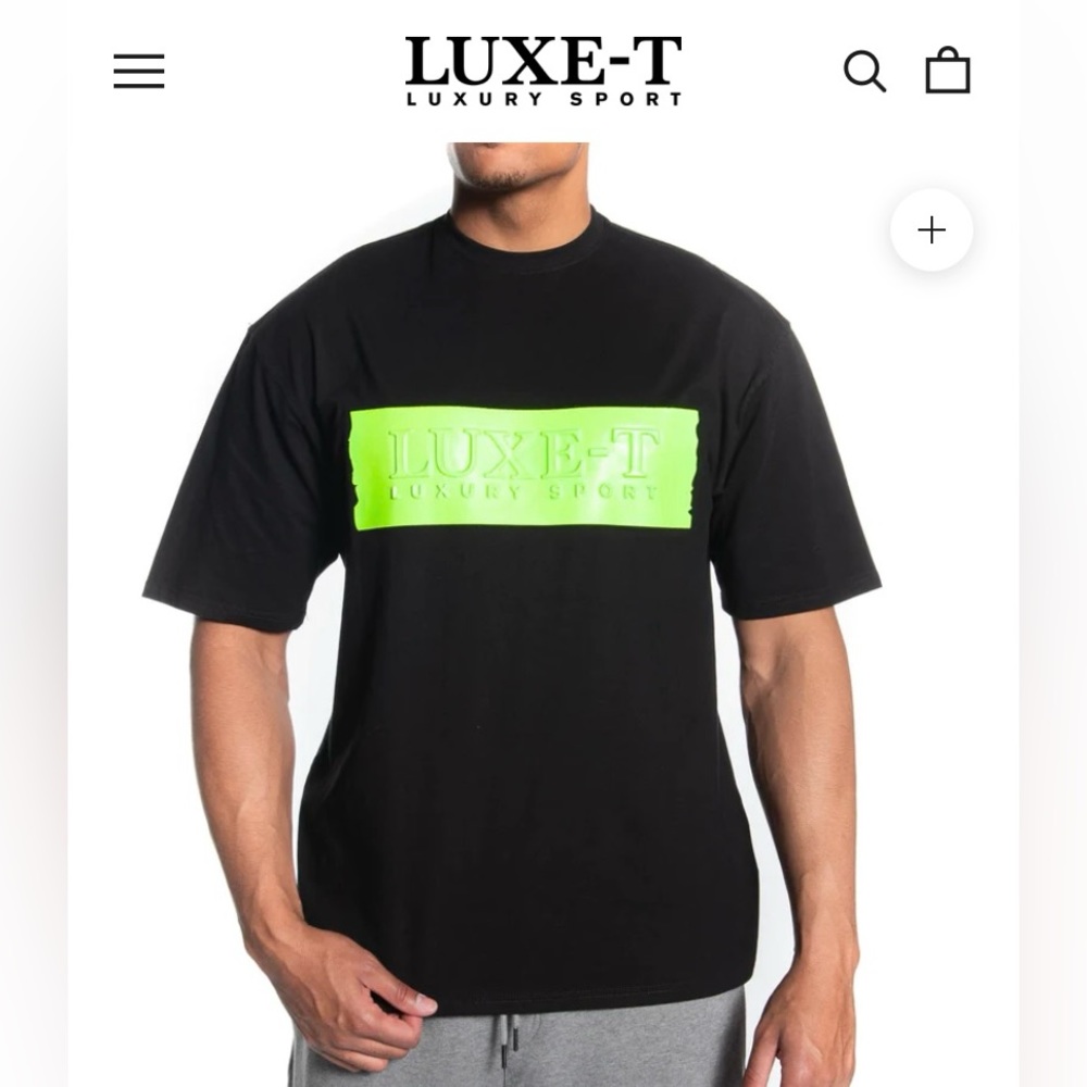 LUXE-T luxury sports T shirt lime green embossed size XL
